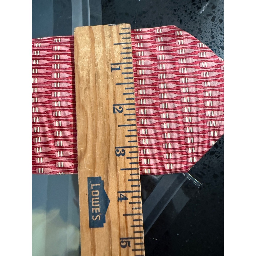 Gucci Mens Silk Tie Red Pink Nautical Oar Paddle Print Made in Italy - Picture 8 of 10